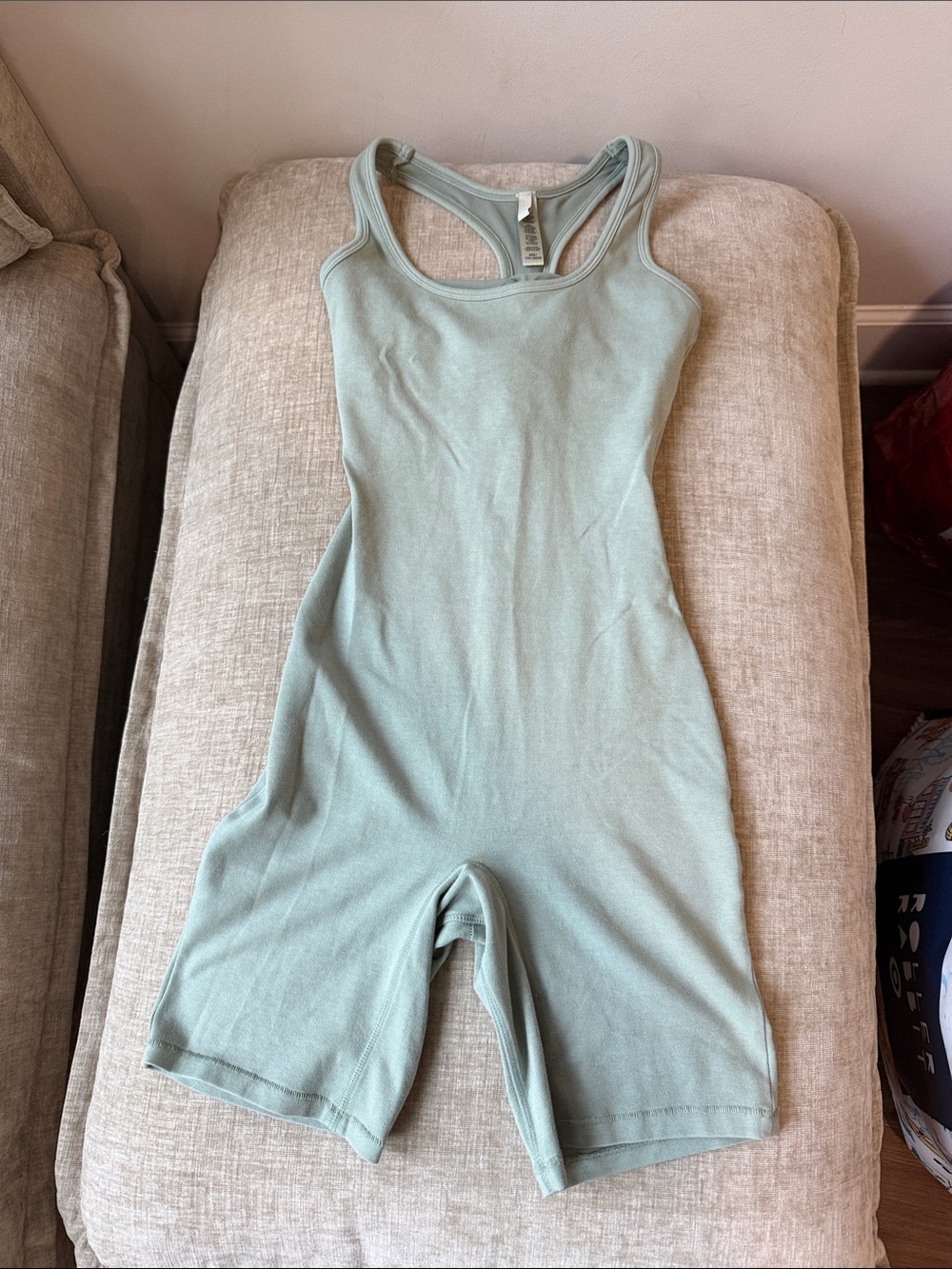 SKIMS Workout Romper in Sage Green